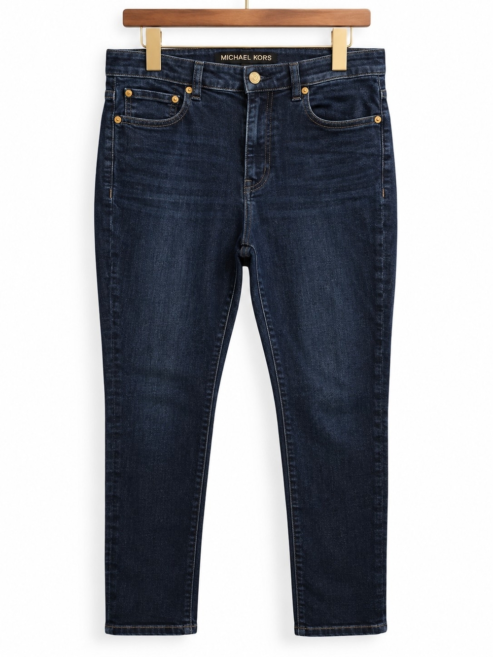 Michael Kors Women’s 12 Dark Wash Skinny Stretch Jeans Gold MK Logo